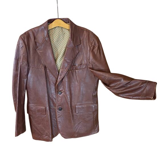 Vintage Sears Clipper Mist Brown Leather Blazer 42S Equestrian Lined western - Picture 1 of 12